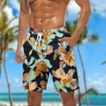 thumbnail image 5 of Chiccall Mens Hawaiian Shorts Topical Beach Graphic Lightweight Swim Trunks Big Summer Elastic Waist Drawstring Shorts with Pockets 5XL Yellow, 5 of 5