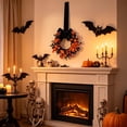 thumbnail image 4 of Mini Halloween Wreath, 8.6 Inch Artificial Black Grapevine Wreath with Velvet Bow for Cabinet, Window, Wall and Tabletop Gothic Decor, 4 of 7