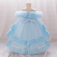 thumbnail image 5 of Rggeeun Toddler Dress With Layered Ruffles And Detachable Train For Girls Soft Casual O-Neck Sundress, 5 of 9