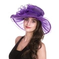thumbnail image 3 of SPRING PARK Women's Foldable Double Layer Organza Church Kentcky Derby Fascinator Bridal Tea Party Wedding Lace Flower Hat, 3 of 7