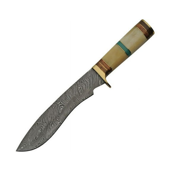 Damascus DM-1255 Turquoise Drop Point Fixed Blade Knife