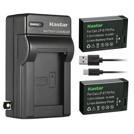 Image of Kastar 2-Pack LP-E17H Pro Battery W/ Type-C Cable and AC Wall Charger Replacement for Canon EOS R8 Mirrorless Camera EOS R50 Mirrorless Camera Saramonic VmicLink5 HiFi Wireless Microphone Systems