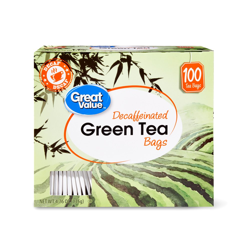 Great Value Decaffeinated Green Tea Bags, 100 Ct