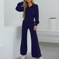 thumbnail image 2 of sususu Track Suits for Women Set,Sets for Women Fall Winter Women Two Piece Outfit Long Sleeve Crewneck Top with Wide Leg Trousers Casual Travel Matching Suit Set - Navy, 2 of 6