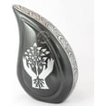 thumbnail image 5 of Hind HC Silver Engraved Tear Drop Adult Cremation Urn for Human Ashes - Handcrafted Funeral Memorial Ashes Urn - Display Burial at Home or in Niche at Columbarium - Bag Included (Black, 200 Cu inches), 5 of 5