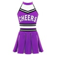 thumbnail image 2 of YONGHS Kids Girls Cheer Leader Costume Cheerleading Uniform Outfit Top Vest Pleated Skirt 2PCS Set Purple 8, 2 of 5