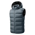 thumbnail image 6 of Atkumj Plus Size Mens Puffer Vest Casual Comfortable Hooded Full Zip Down Vest Fashion Warm Sleeveless Solid Color Puffy Vest with Side Pockets, 6 of 8