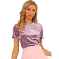 thumbnail image 1 of INSPIRE CHIC Haut de Fête en Velours pour Femmes Col Rond Manches Courtes T-Shirt Décontracté m Rose Pink, 1 of 8