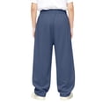 thumbnail image 5 of Baggy Sweatpants Boys Straight Leg Open Bottom Sweatpants with Pockets Teens Loose Fit Elastic Waist Sweat Pants 3-15Y, Navy, 5 of 9