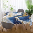 thumbnail image 6 of Ryvnso Marble Blue Gold White Rectangle Table Cloth Tablecover Dinning Tablecloth 60"x60", 6 of 8