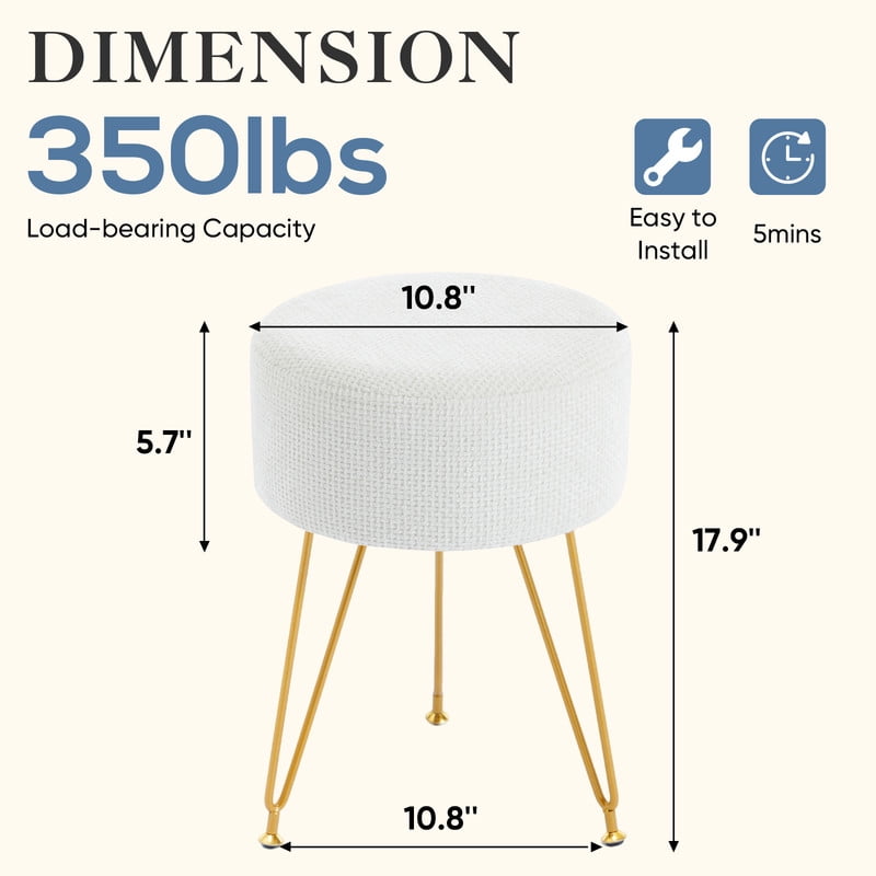 Gianna Round Ottoman, Makeup Cute Soft Small Footstool