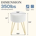 thumbnail image 3 of Gianna Round Ottoman, Makeup Cute Soft Small Footstool, Modern Style Faux Fur Seat with 3 Metal Legs for Dressing, Living Room Bedroom Dorm, Beige, 3 of 7