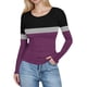 thumbnail image 3 of RKSTN Women's Ribbed Knitted T Shirts Oversized Crewneck Striped Print Slim Long Sleeve Pullover Shirt Top Womens Casual Plus Size Round Neck Printed Stretch Loose Comfy Tee Fall Spring Clothes, 3 of 8