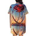 thumbnail image 4 of Womens Pajama Sets With Pocket, Sunset Rose Elegance Lounge Sets Short Sleeve Sleepwear PJ Sets for Women, 4 of 6