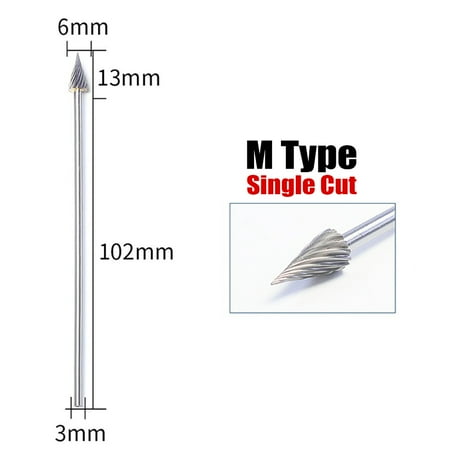 

Goodhd Rotary Files Burr Tungsten Carbide Engraving Milling Cutter Single Cut 3x6x100mm