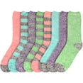 thumbnail image 2 of BambooMN Women's Extra Large Soft Fuzzy Warm Cozy Comfy Fuzzy Plush Cute Striped Solid Slipper Socks - Assortment A - 8 Pairs, 2 of 6