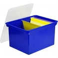 thumbnail image 3 of Plastic File Tote Letter/Legal Files, 18.5" x 14.25" x 10.88", Blue/Clear, 3 of 7