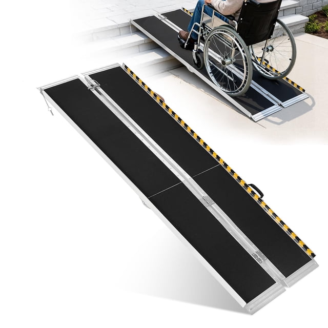 GloryStar Foldable Portable Wheelchair Ramp, 30" Wide, 800 lbs Capacity Aluminum Mobility Scooter Ramp with Handle for Home and Outdoor Use