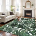 thumbnail image 3 of Green Palm Leaves Area Rug 6x9 FT, Non Slip Living Room Throw Carpet, Summer Tropical Leaf Vintage Washable Soft Large Floor Carpet Non-Shedding Rug for Bedroom Dining Room Play Room, 3 of 9