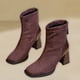 thumbnail image 2 of NECHOLOGY Botas Mujer Zapatos Botines para mujer Botas de ante de tacón medio con punta cuadrada y tacón cuadrado para mujer, botines antideslizantes con cremallera en la espalda (Brown, 9), 2 of 5