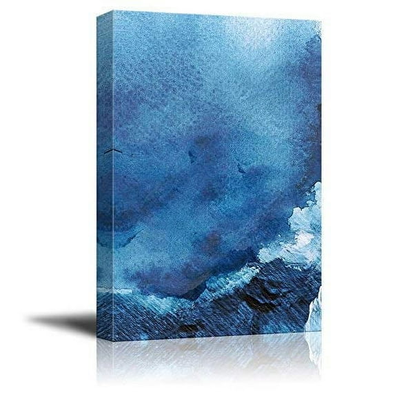 wall26 Canvas Wall Art - Oil Painting Style Abstract Blue Ocean - Giclee Print Gallery Wrap Modern Home Art Ready to Hang - 12x18 inches