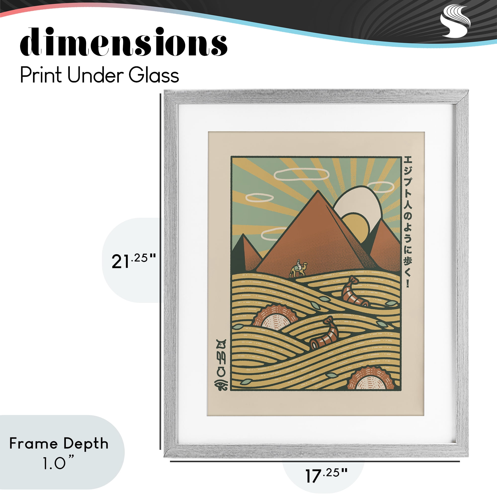 Stupell Industries Egyptian Ramen Pyramids Gray Framed Print Under Glass, design by Tobe Fonseca