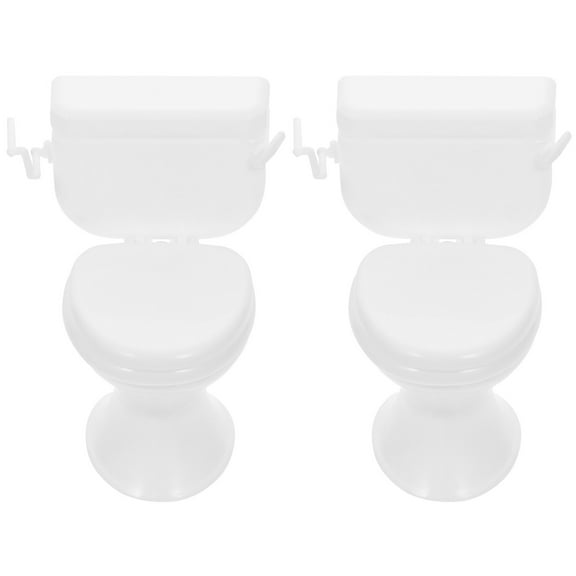Raindrops Miniature Toilets Tiny Toilet Toy 6.5x2.3in White Plastic For House Model 2Pcs