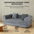 thumbnail image 2 of 2-in-1 Foldable Sofa Bed 75 Inch Folding Couch Convertible Compressed Sleeper Sofabed Memory Foam Faux Fur Upholstered Cloud Couch Mattress Bed 2 Pillows Grey Ash, 2 of 10