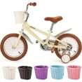 thumbnail image 3 of Kid's Bike Basket for Girls Front Bike Accessories Small Woven Wicker Cruiser Bicycle Basket with Handlebar Streamers Bell Boys16 Bike Girls Cycling Ages 3-13, 3 of 6