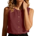 thumbnail image 5 of Roncen Womens Cotton Linen Suit Vest Summer Casual Sleeveless Button Down Tank Tops Fashion Work Waistcoat, 5 of 6
