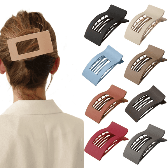 8 Pack French Flat Hair Clips for Women – Large Matte No-Slip Claw Barrettes for Thick & Thin Hair, Strong Hold Styling Accessories (Multicolor)