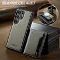 thumbnail image 2 of AutSpace Funda para Samsung Galaxy S25 Ultra 5G, Bloqueo RFID, Cuero PU, Compatible con MagSafe, Billetera Desmontable 2 en 1 con Tarjetero, Soporte, Cubierta Protectora Magnética, Gris, 2 of 9