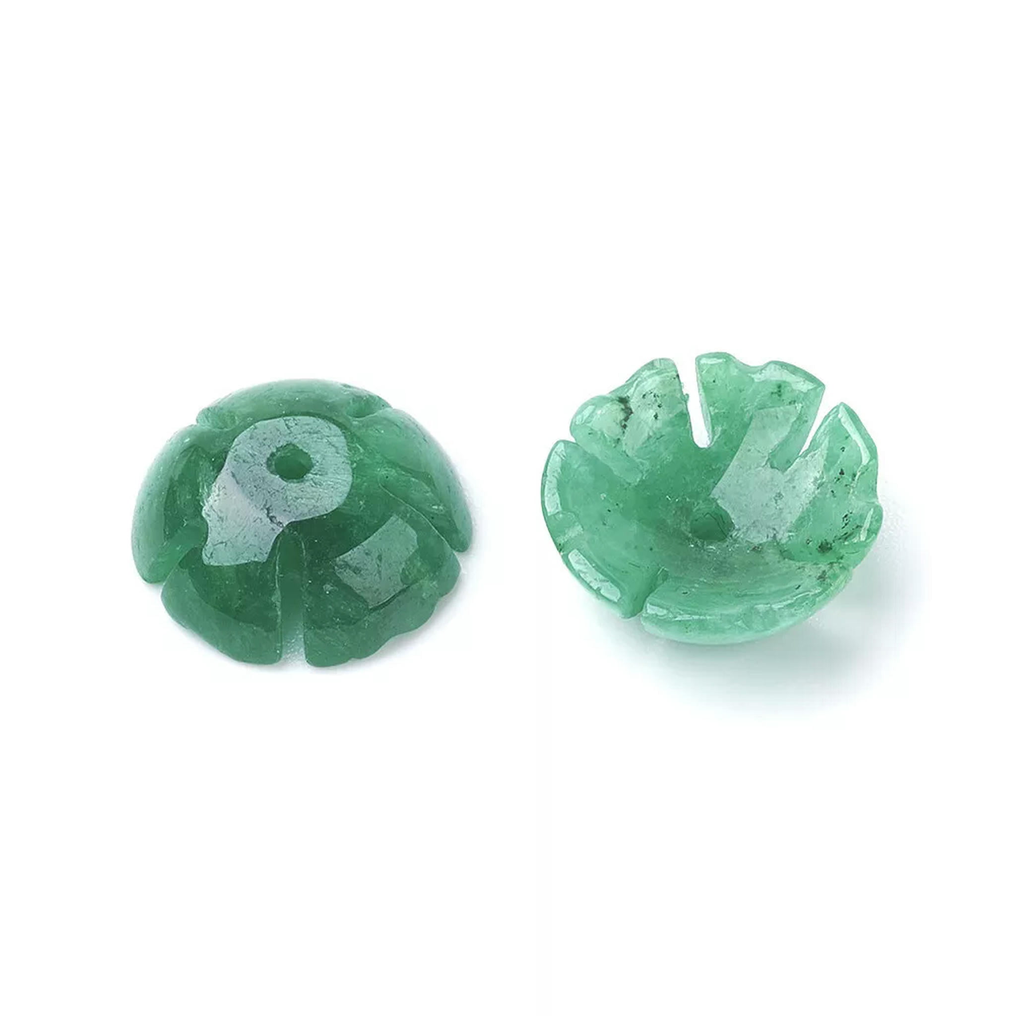 U8MO 10pcs Natural Burmese Jade Flower Beads Caps Smooth Stone Spacer Craft 12x4mm