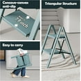 thumbnail image 4 of 2 Step Ladder,Aluminum Lightweight Folding 2 Step Stool with Anti-Slip Wide Pedal,330lbs Capacity Step Ladder for Household,Kitchen,Office - Serene Blue, 4 of 16