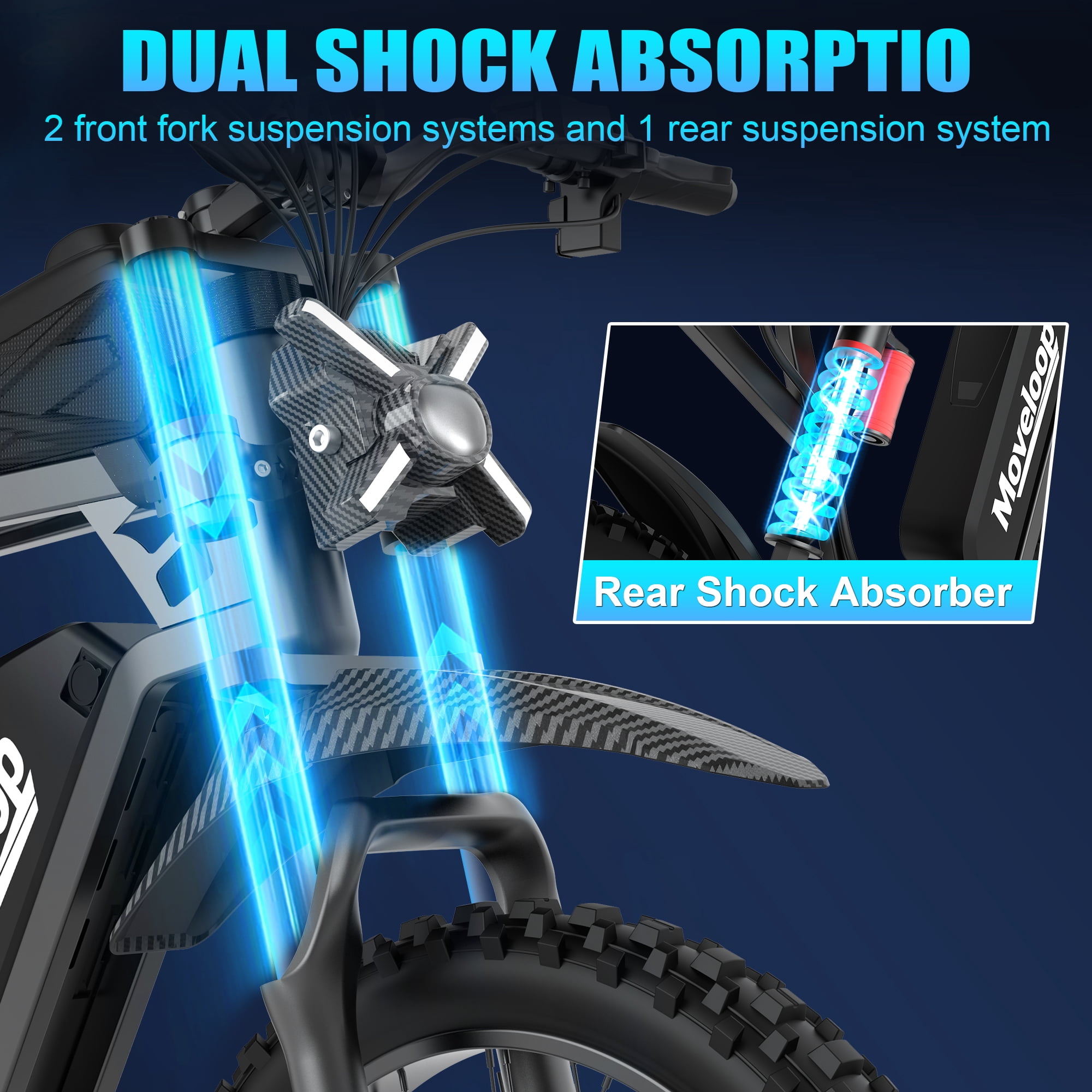 Moveloop Electric Bike, 3000W Peak Dual Motor 35 MPH Ebikes for Adults, 17“x3” Off-Road Tire Electric Mountain Bike, 48V 20 AH Battery, UL 2849