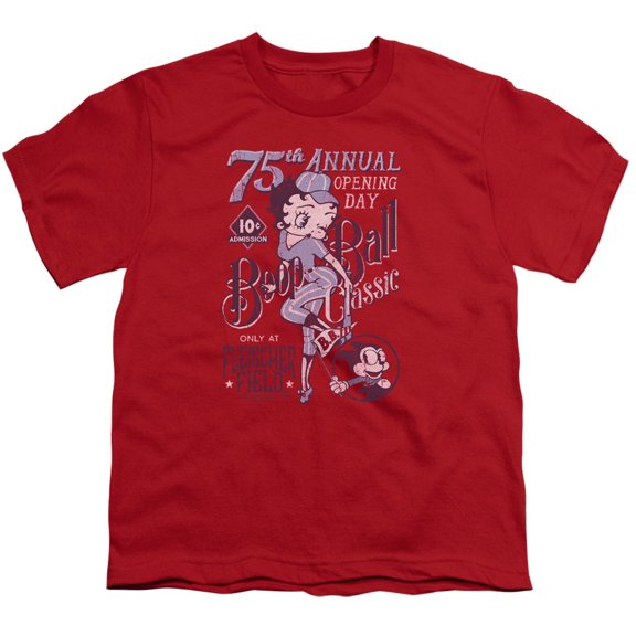 Betty Boop Boop Ball S/S Youth 18/1 T-Shirt Red
