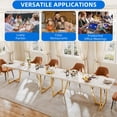 thumbnail image 6 of Dextrus Modern Dining Table, 82 inches Rectangle Dinner Table for 6-8 People, Faux Marble Large Kitchen Table with Gold Metal Legs for Dinner Room Kitchen, White, 6 of 10