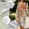 thumbnail image 5 of DISNIMO Maple Leaf Printed Women's Linen Style Maxi Dresses Casual Loose Dress 3/4 Sleeve Midi Dresses Lightweight V Neck Dresses for Women, M, 5 of 6