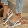 thumbnail image 3 of Espadrilles for Women Peep Toe Retro Floral Print Wedge Sandals Casual Slingback Heels Summer Casual Dress Shoes Blue Size 8, 3 of 8