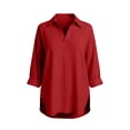 thumbnail image 3 of Luvrsol Dressy Tops for Women Solid Tunic Length Long Sleeve Top Soft Cotton Loose Casual Outfits S-2XL, 3 of 5