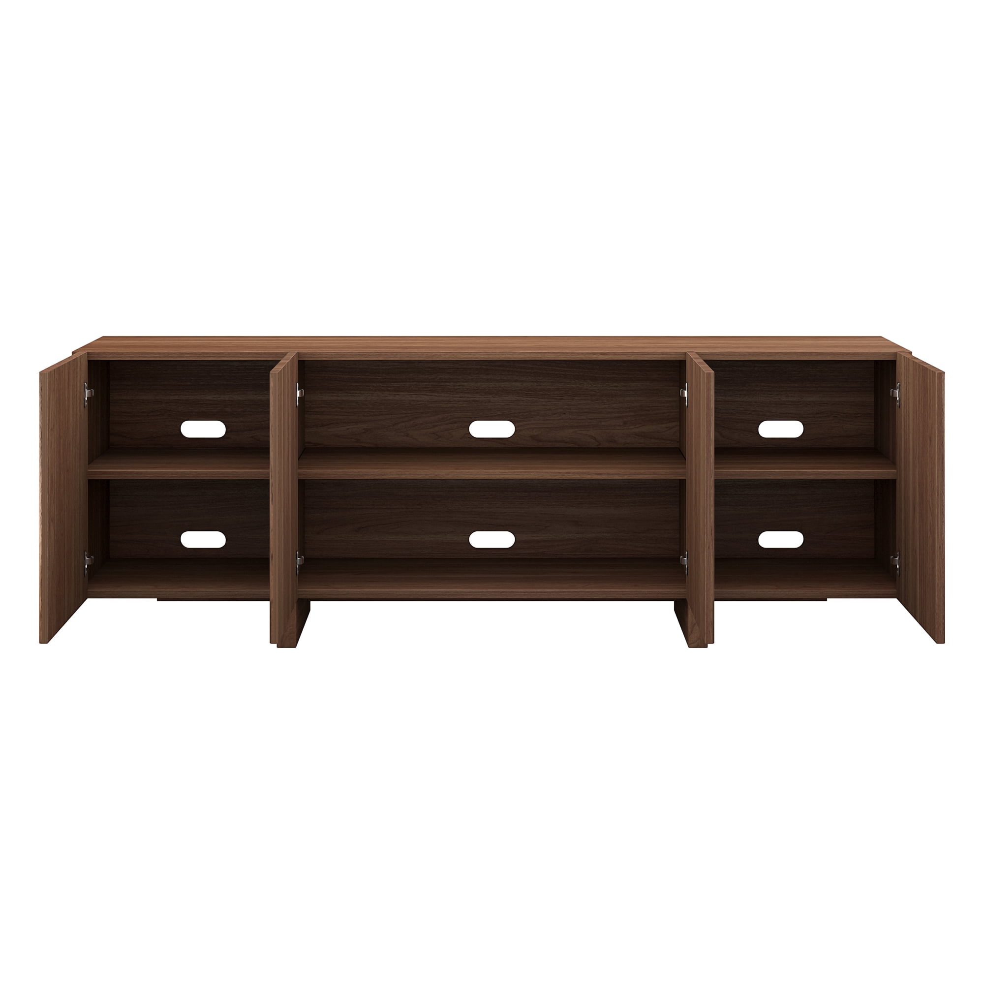 Evelyn&Zoe Harold Rectangular Fluted TV Stand for TV's up to 75" in Satin Walnut