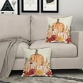 thumbnail image 3 of Fall Pillow Covers 18x18 Set of 2 Watercolor Pink Orange Pumpkin Flower Throw Pillows Outdoor Autumn Thanksgiving Decorative Pillow Case Square Linen Cushion Covers Farmhouse Decor for Couch Sofa Bed, 3 of 6