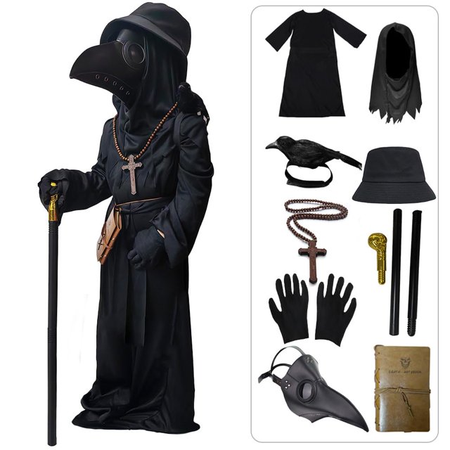 Disfraz de Halloween SENLI Plague Doctor para niños 9 en 1