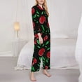 thumbnail image 4 of Kll Cherry Print Women'S Long Sleeve Pajamas With Pants Sleepwear Loungewear 2 Set-Large, 4 of 9