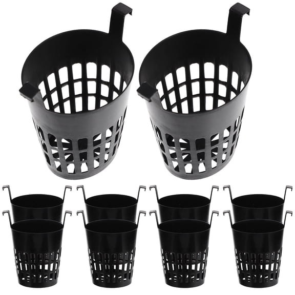 WRISTBIQUE 10Pcs Black Plastic Hanging Planters with Mesh Design for Orchid and Succulents