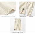 thumbnail image 4 of Yotami Women's High Waisted Linen Pants Solid Color Comfortable Pants with Pocket Straight Leg Ankle Length Pant for Summer, Beige S, 4 of 6