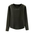 thumbnail image 6 of BKQCNKM Crewneck Sweatshirts Women Autumn And Winter Casual Solid Color Round Neck Thickened Warm Top Workout Shirts Women Long Sleeve Tops Black XL, 6 of 7