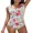 Floral Printed, variant on Charmo Scalloped Ribbed One-Piece Tummy Control Swimsuit for Women Button-Down Bathing Suit Green L