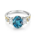 thumbnail image 2 of Gem Stone King 925 Silver and 10K Yellow Gold 3-Stone Ring Topaz Moissanite (2.75 Cttw), 2 of 3