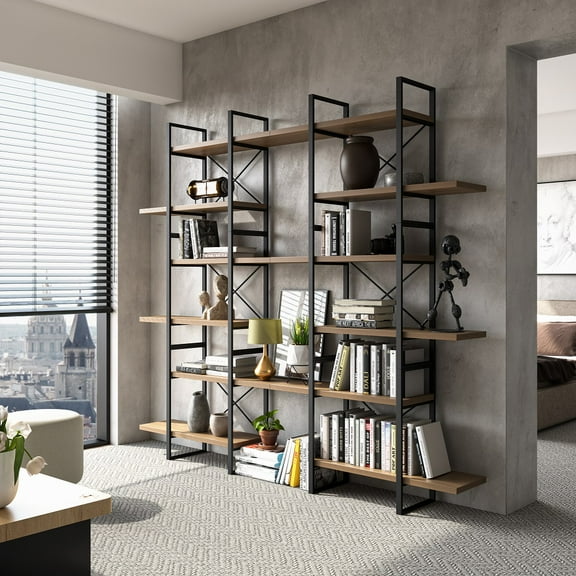 Davee Home Brown Walnut6-Tiers Etagere Bookcase
